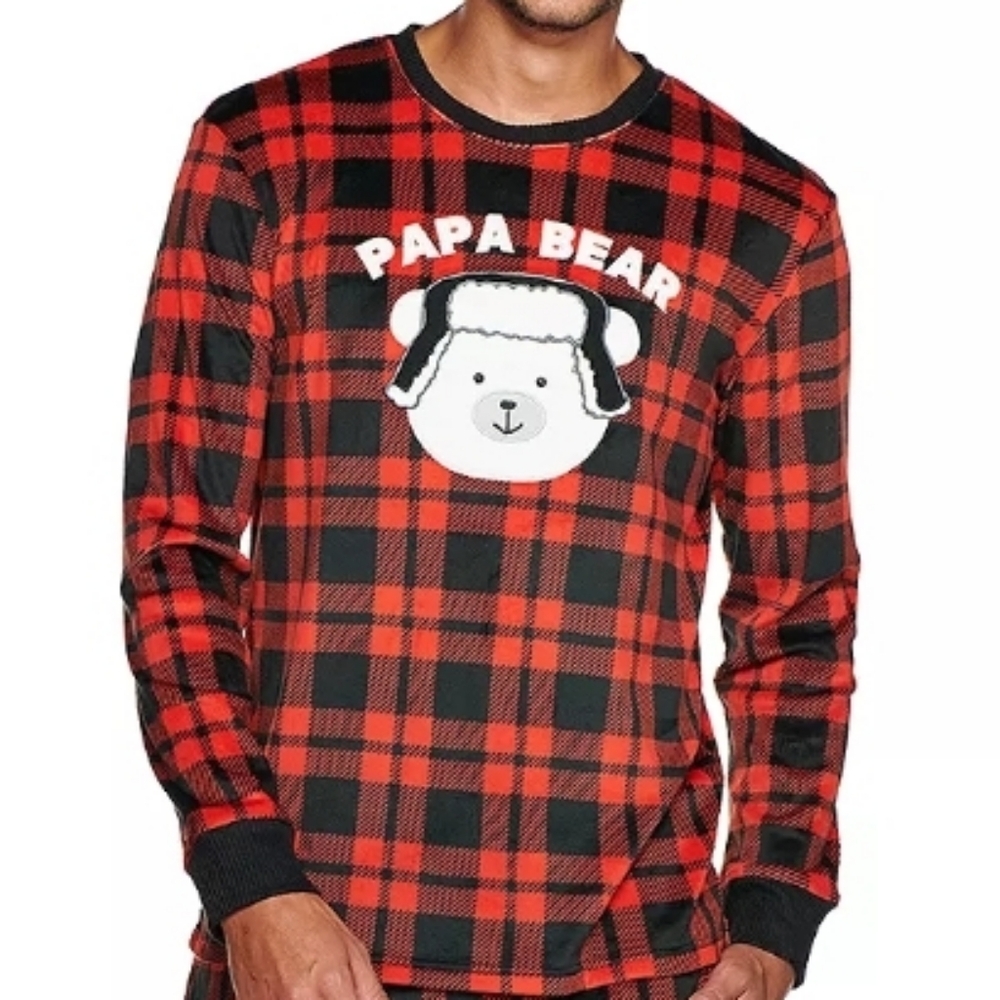Cuddl Duds Buffalo Plaid "Papa Bear" Pajama Top